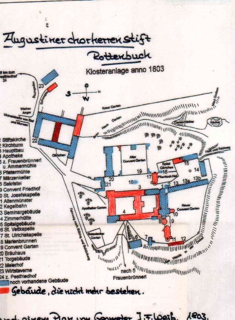 Die Klosteranlage Rottenbuch im Jahr 1803. (© Pfarrkirche)